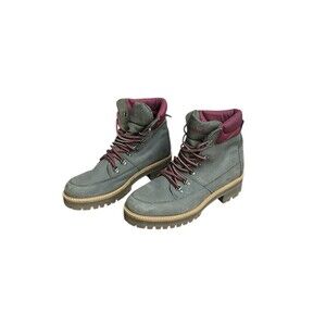 Timberland Womens Courmayeur Waterproof Hiker Boots Olive Red / Burgundy Sz 11